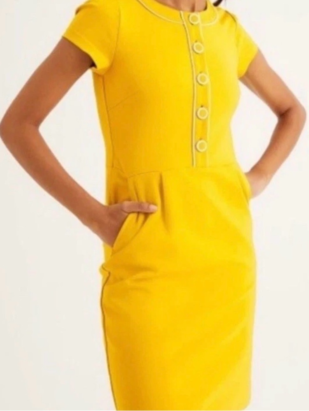 NWT Boden Gracie Regualr Daffodil Yellow Ponte Knit Sheath Dress sz 10P $168